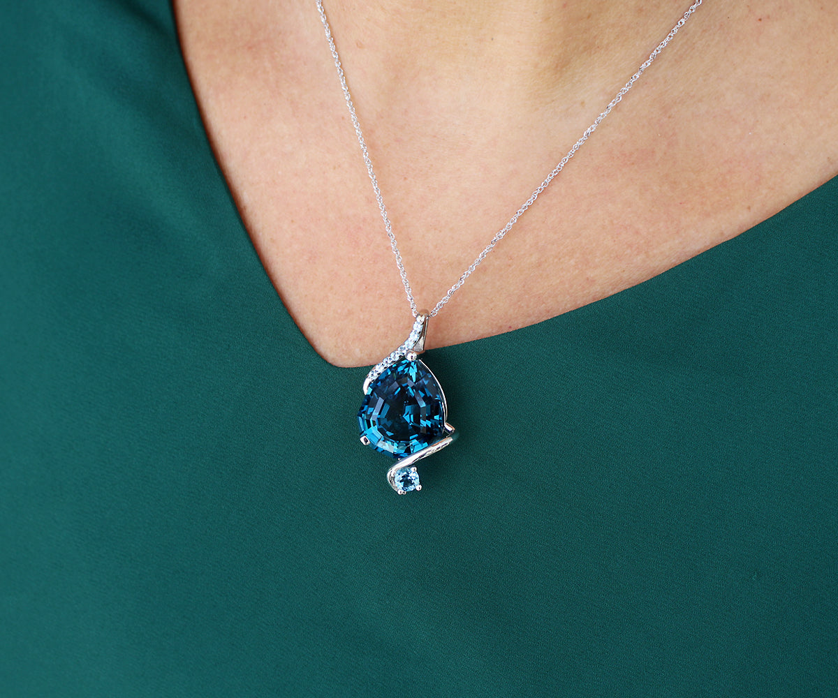 Stunning Swirl London Blue Topaz Necklace