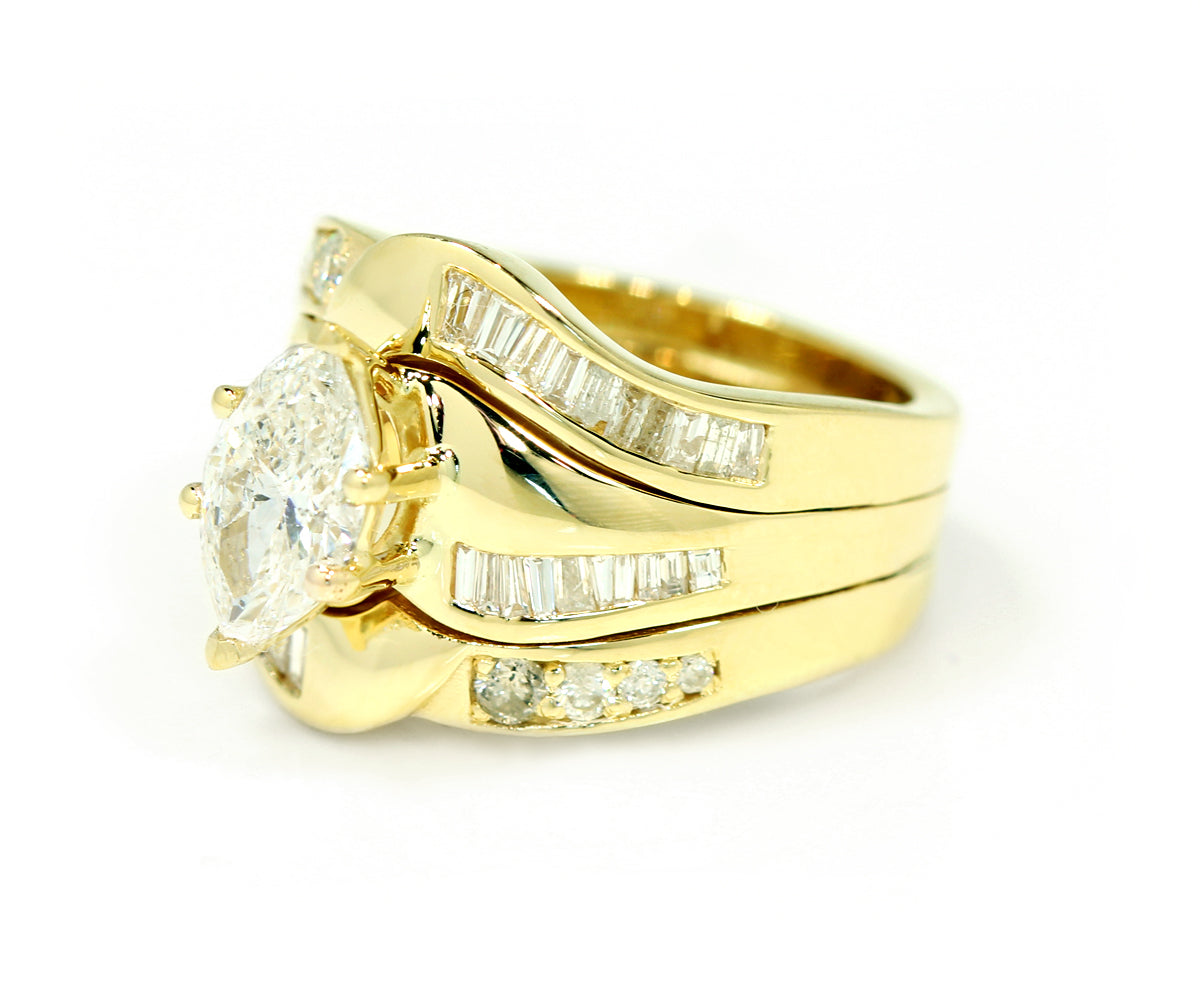 Marquise Baguette Diamond Wedding Ring Restoration