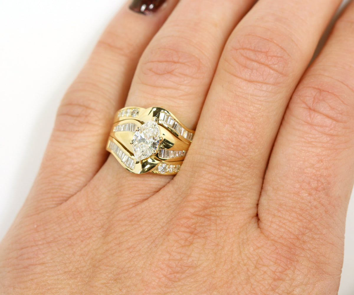 Marquise Baguette Diamond Wedding Ring Restoration