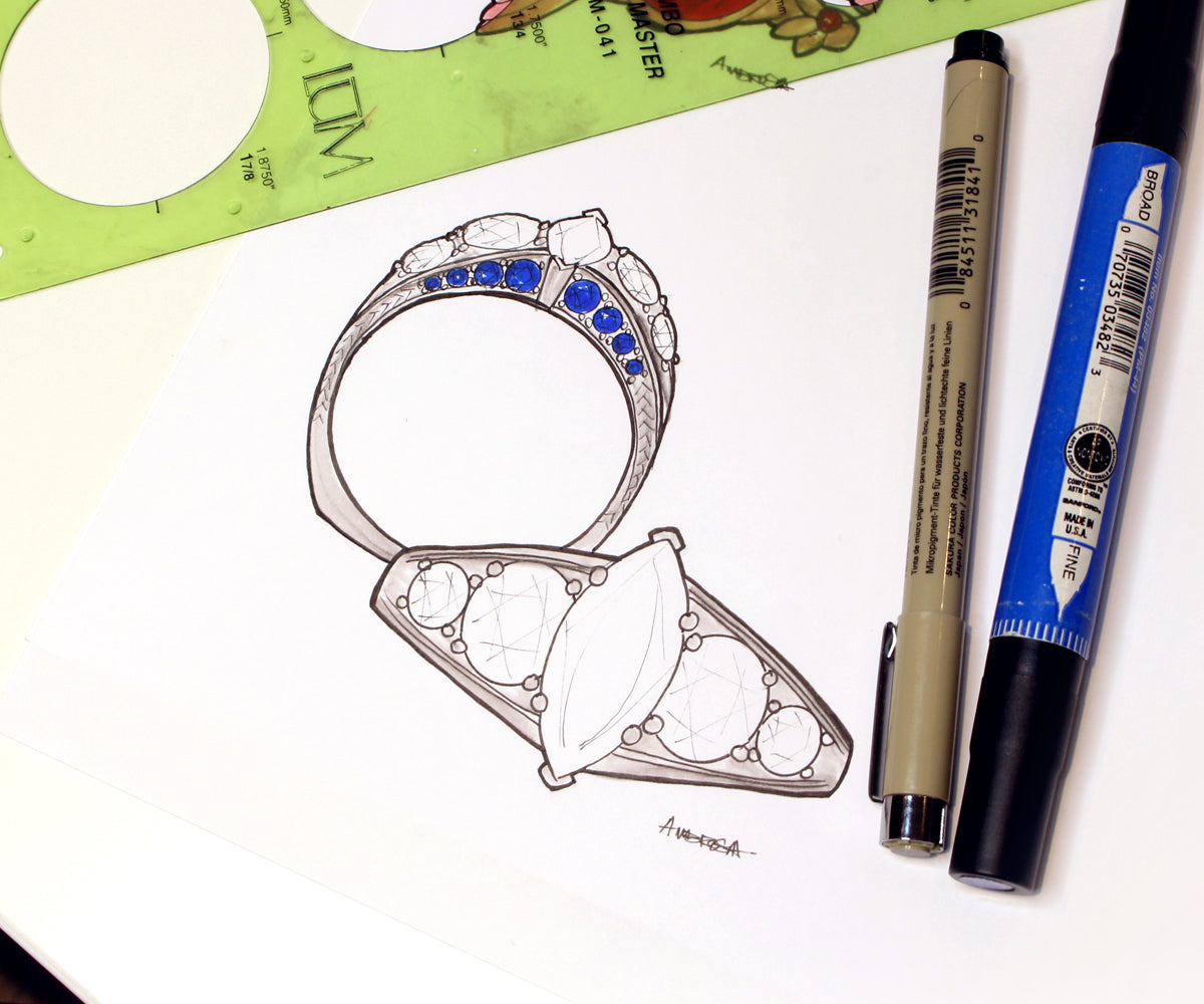 Classic Marquise Sapphire Engagement Ring