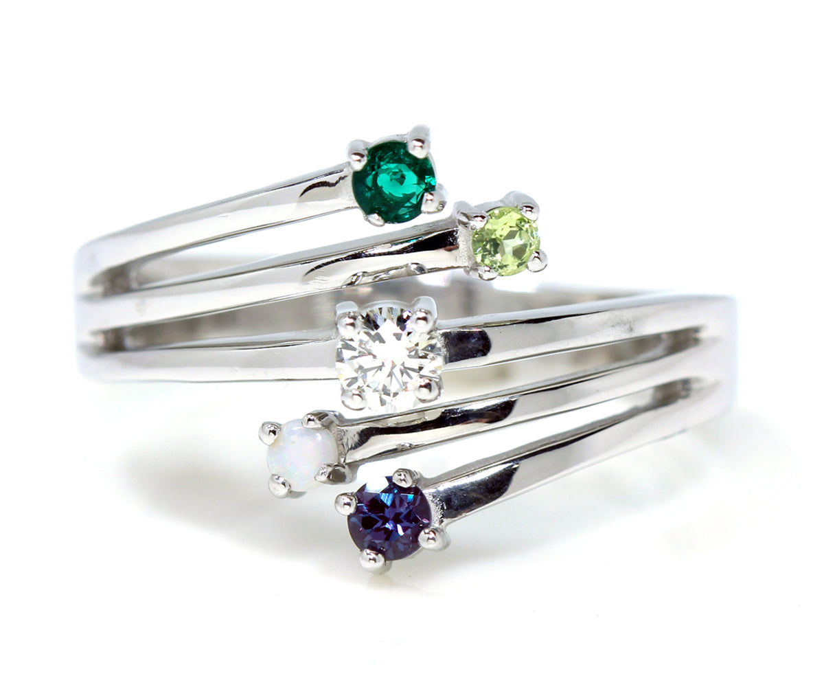 modern contemporary birthstone mothers family twist ring