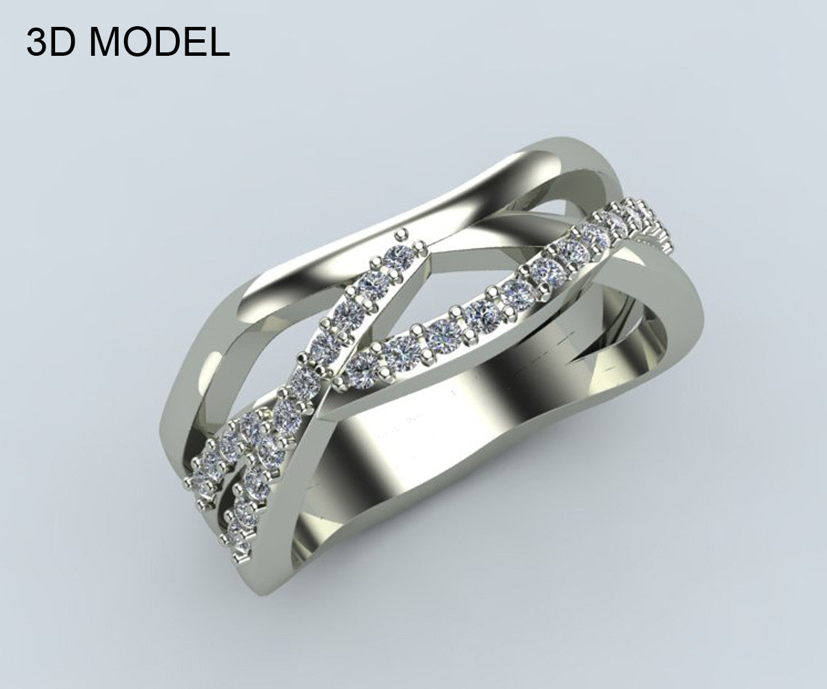 Modern Multi Row Diamond Wedding Band