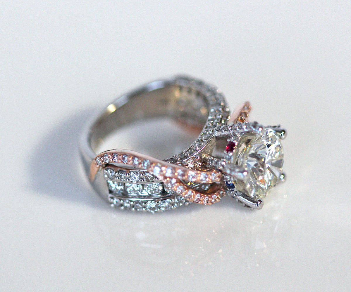 Modern Pink and White Diamond Wedding Ring