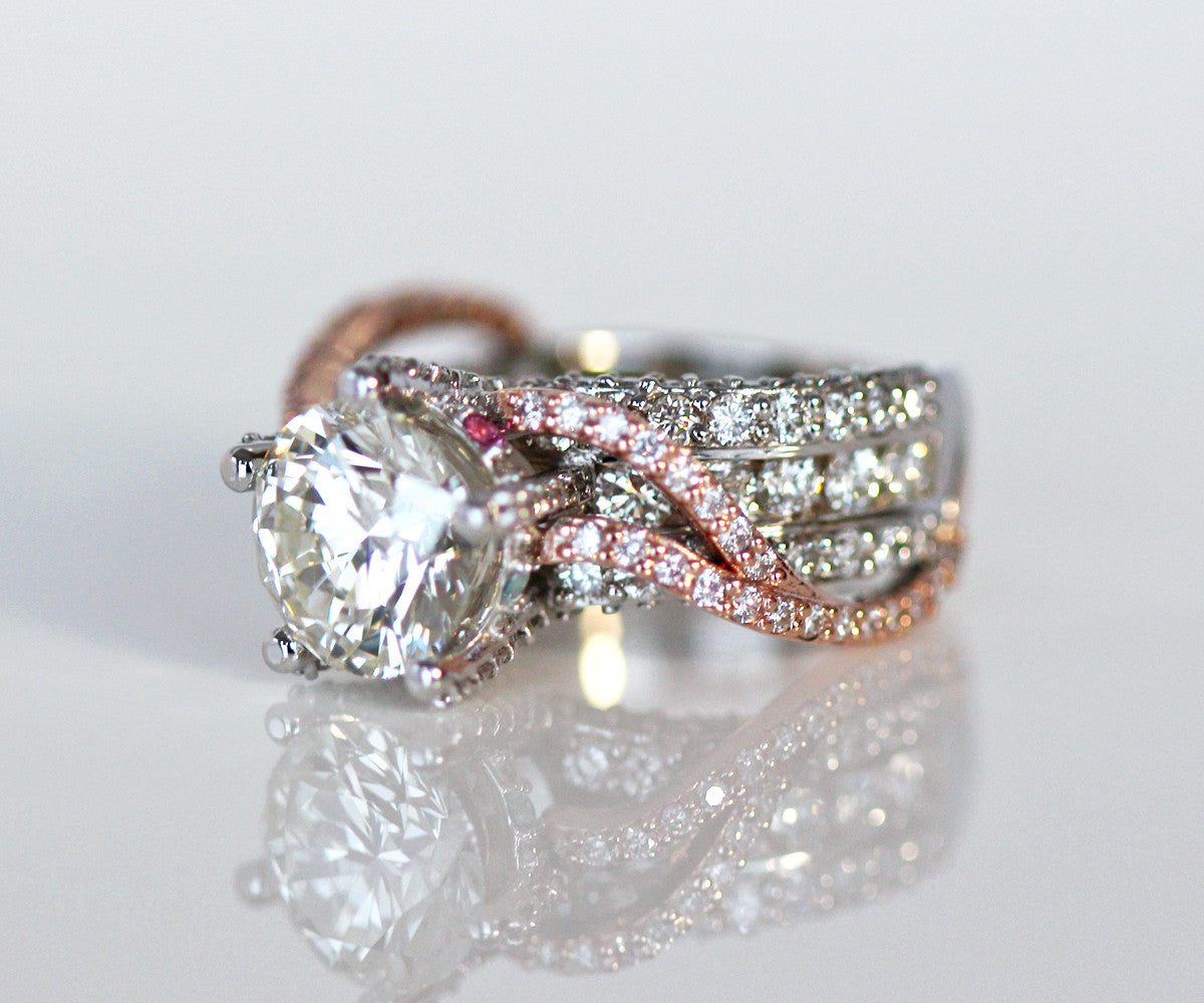 Modern Pink and White Diamond Wedding Ring