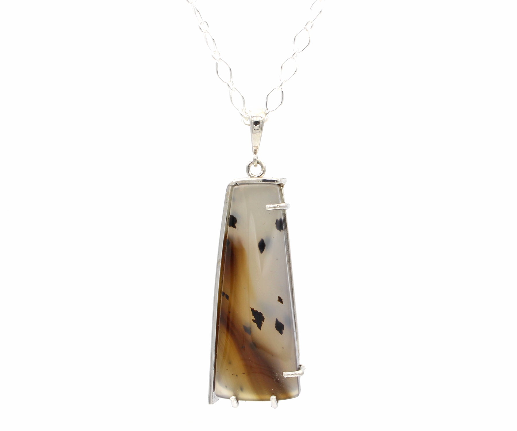 Wild Cat Spotted Montana Agate Angular Necklace