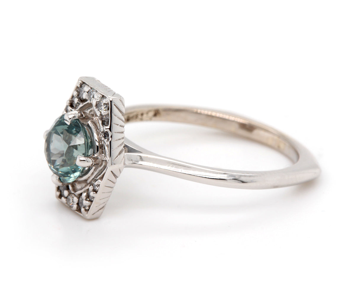 Montana Sapphire Art Deco Diamond Ring