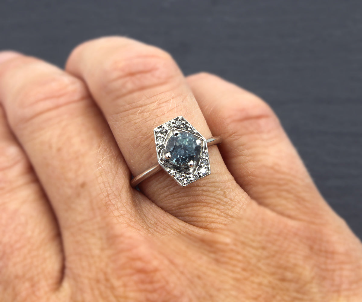 Montana Sapphire Art Deco Diamond Ring
