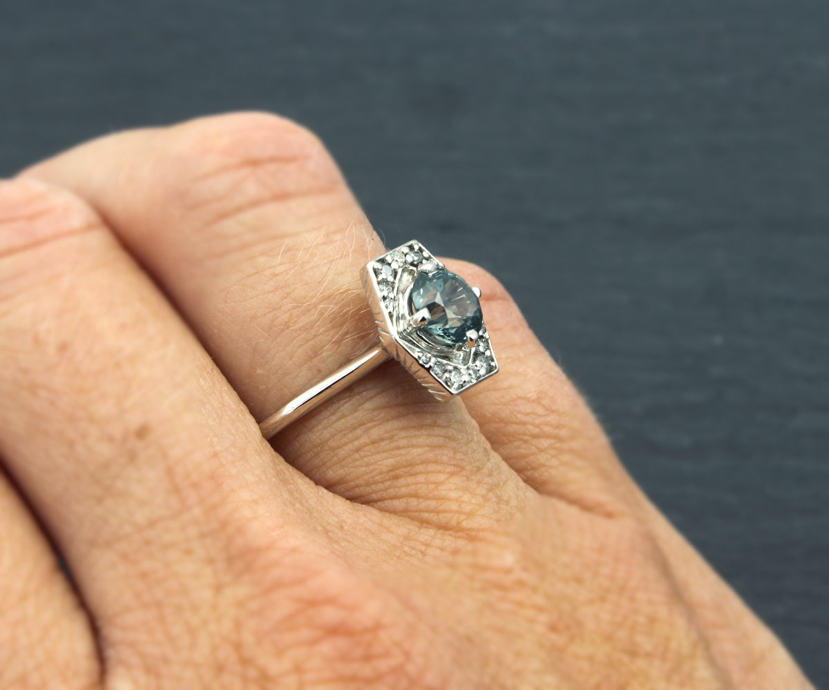 Montana Sapphire Art Deco Diamond Ring