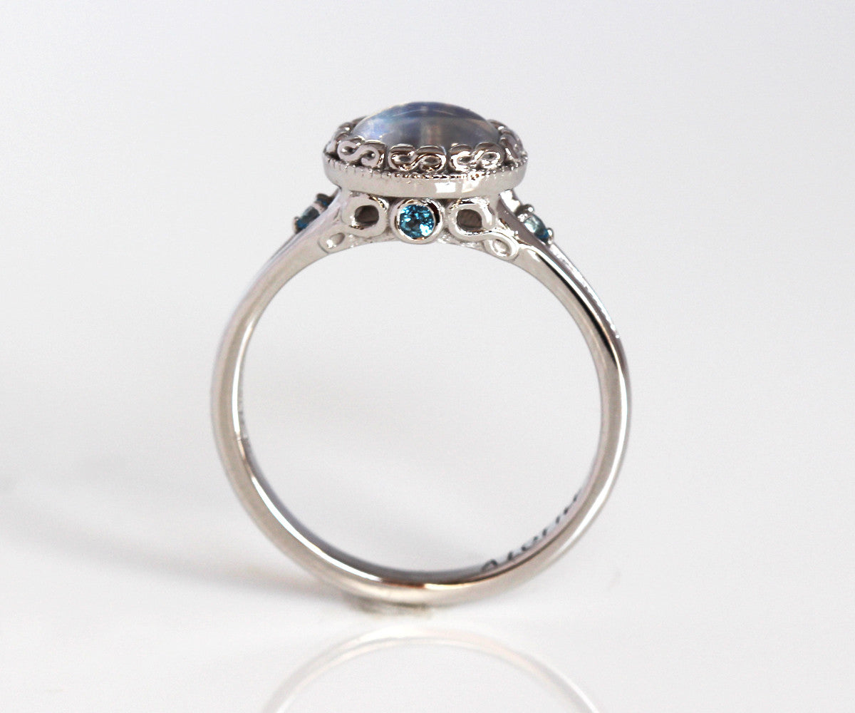 Vintage Swirl Moonstone Engagement Ring