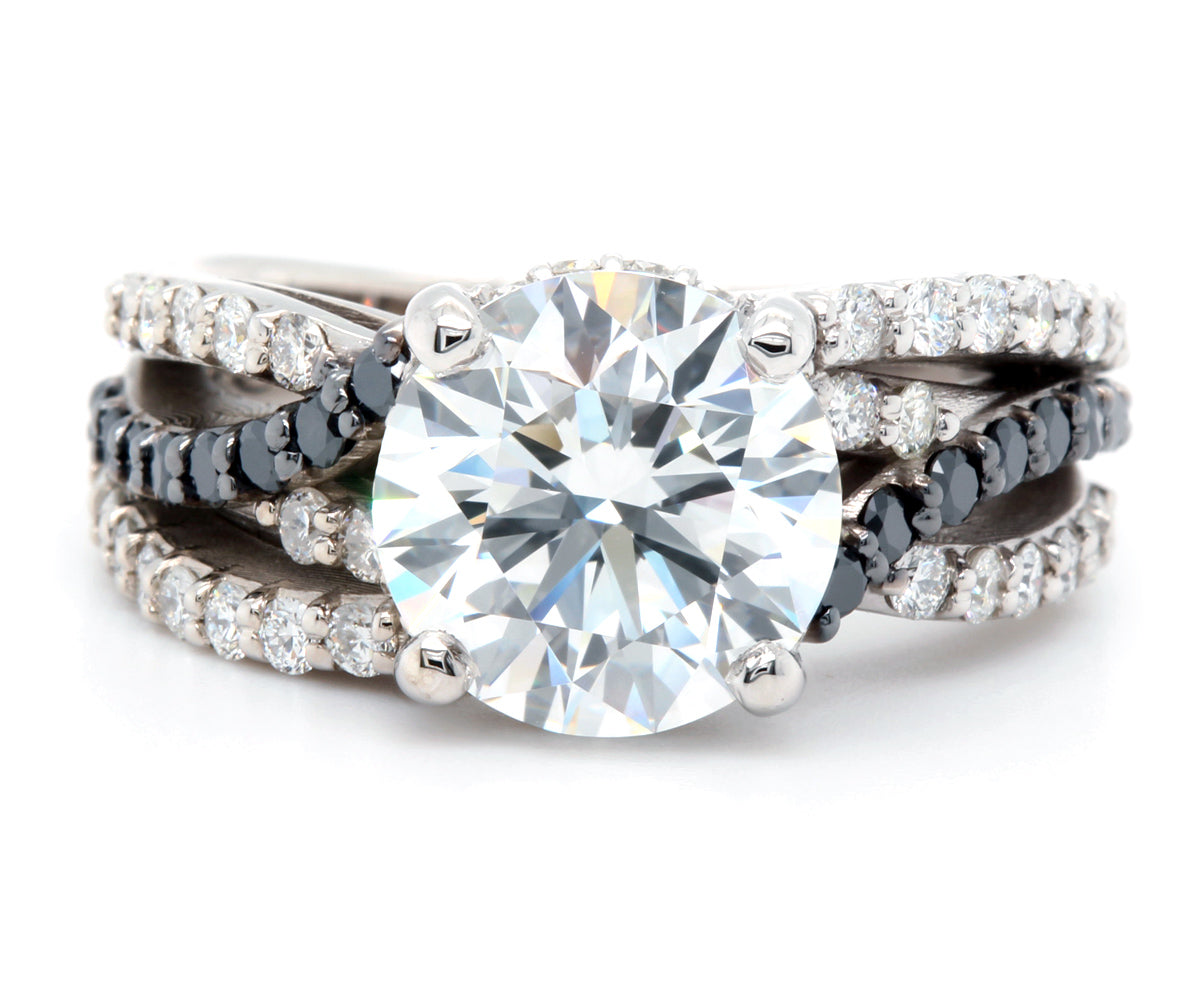 Multirow Weave Black White Diamond RingMultirow Weave Black White Diamond Ring