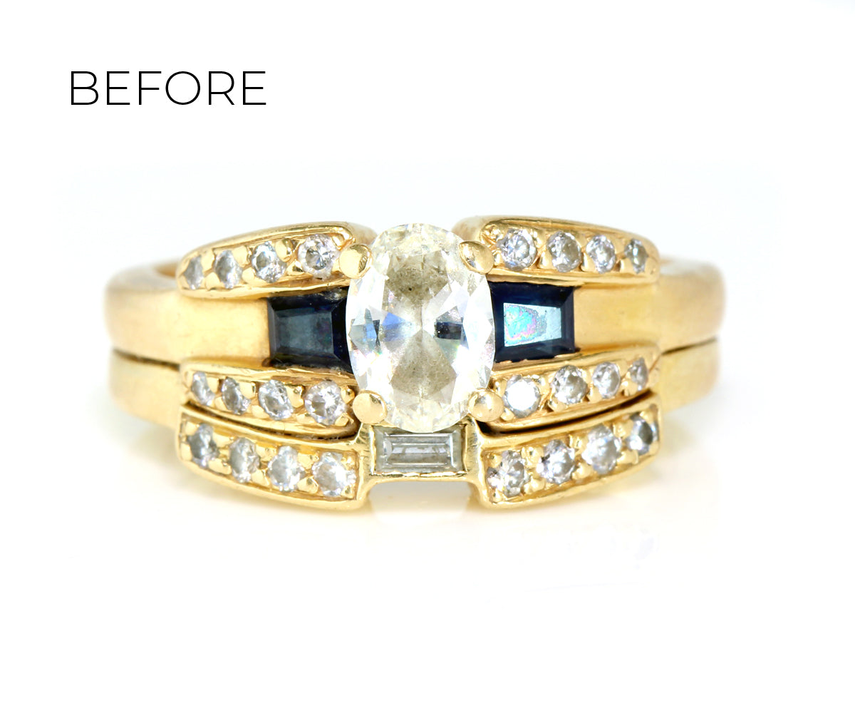 Modern Wide Multi-row Blue Sapphire Diamond Wedding Ring