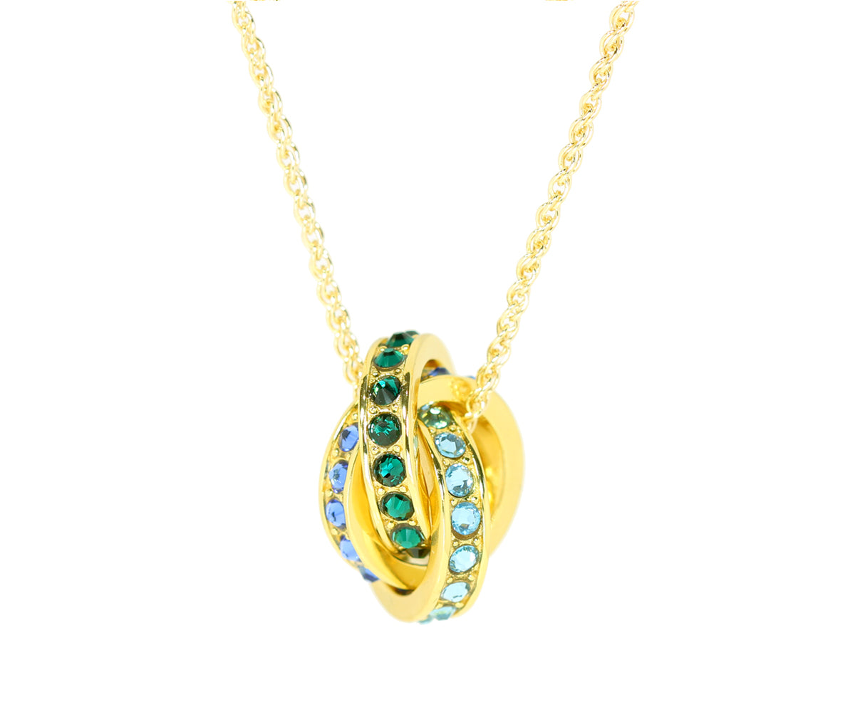 Collar de oro entrelazado con 3 piedras natales para madre