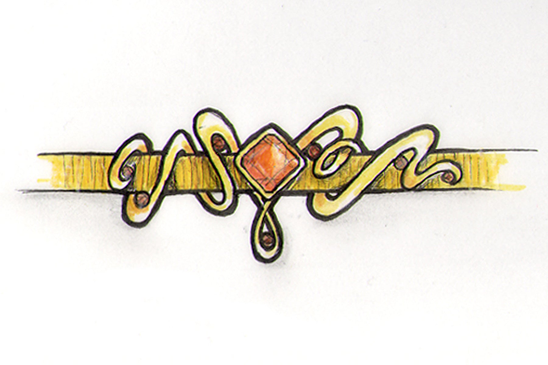 Artistic Orange Sapphire Omega Necklace