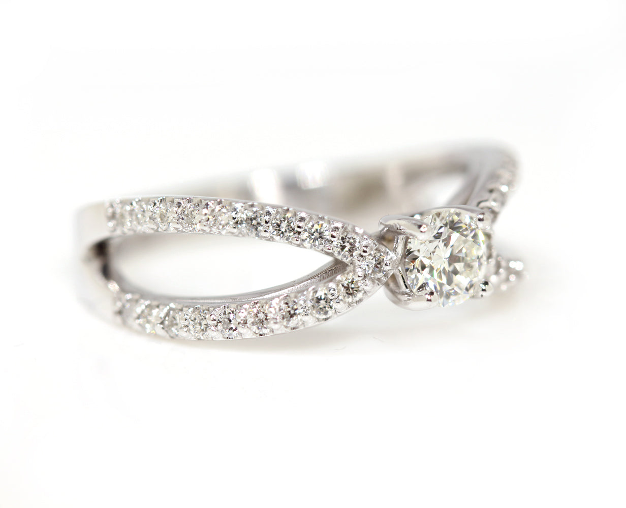 Open Curved Diamond Engagement Ring