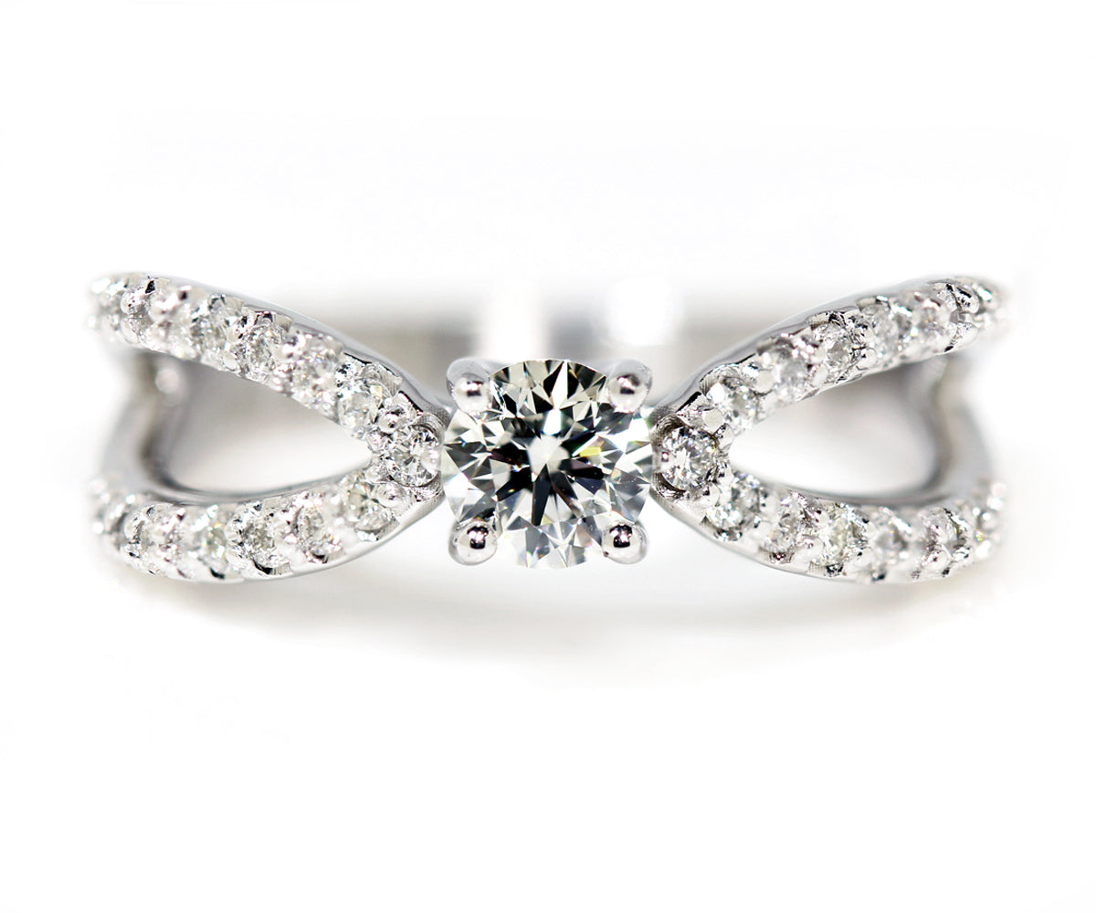Open Curved Diamond Engagement Ring