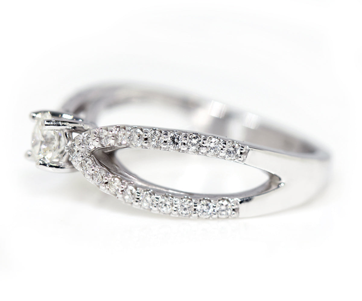 Open Curved Diamond Engagement Ring
