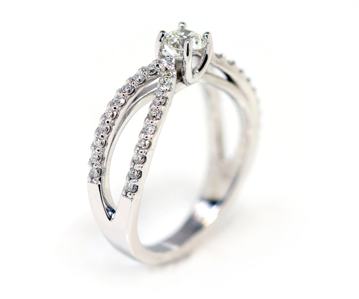 Open Curved Diamond Engagement Ring