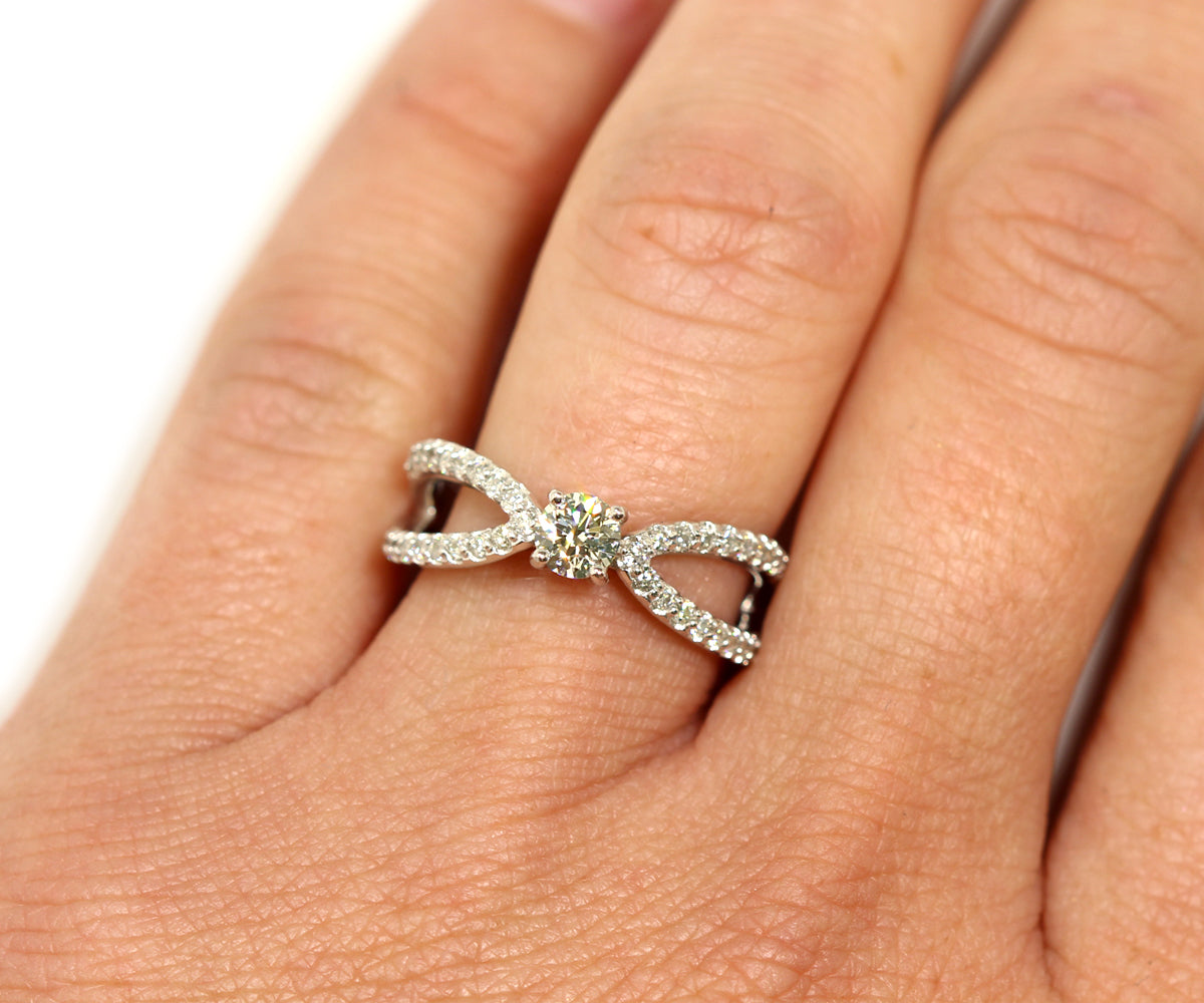 Open Curved Diamond Engagement Ring