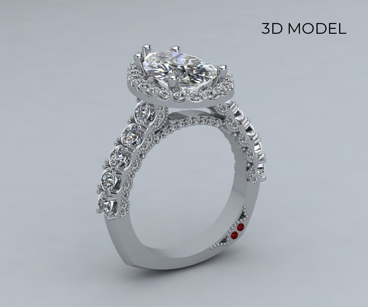 Pear Diamond Halo Engagement Ring
