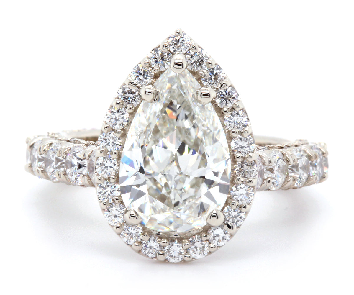Pear Diamond Halo Engagement Ring