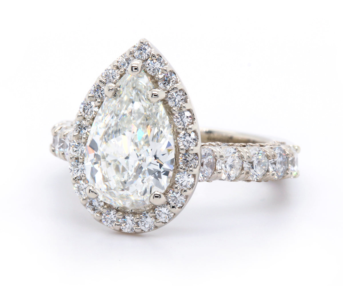 Pear Diamond Halo Engagement Ring
