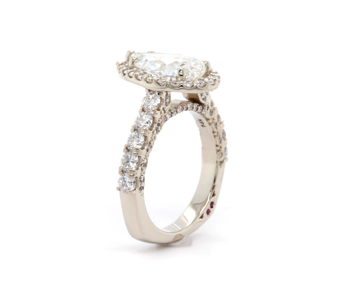 Pear Diamond Halo Engagement Ring
