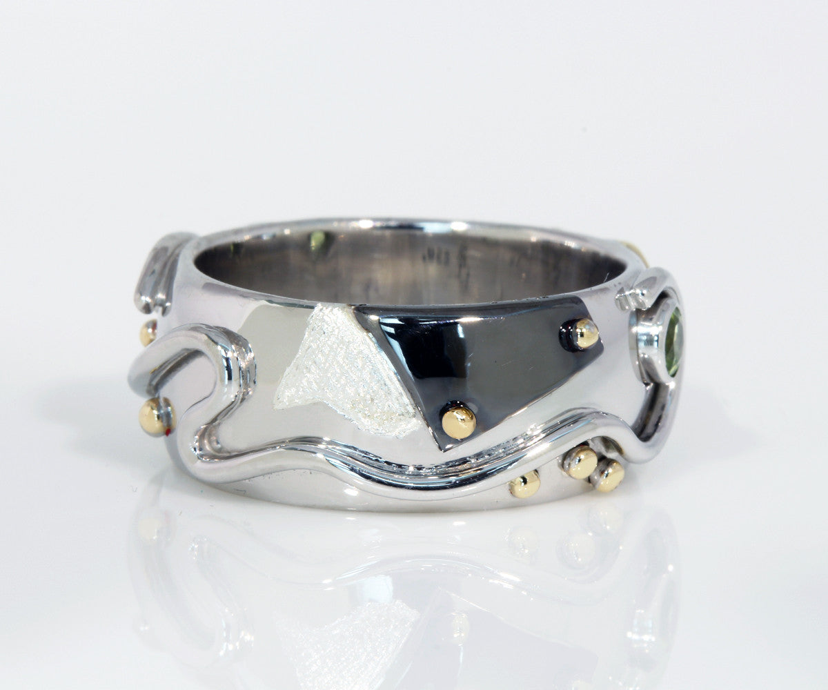 Artistic Peridot Wide Ring