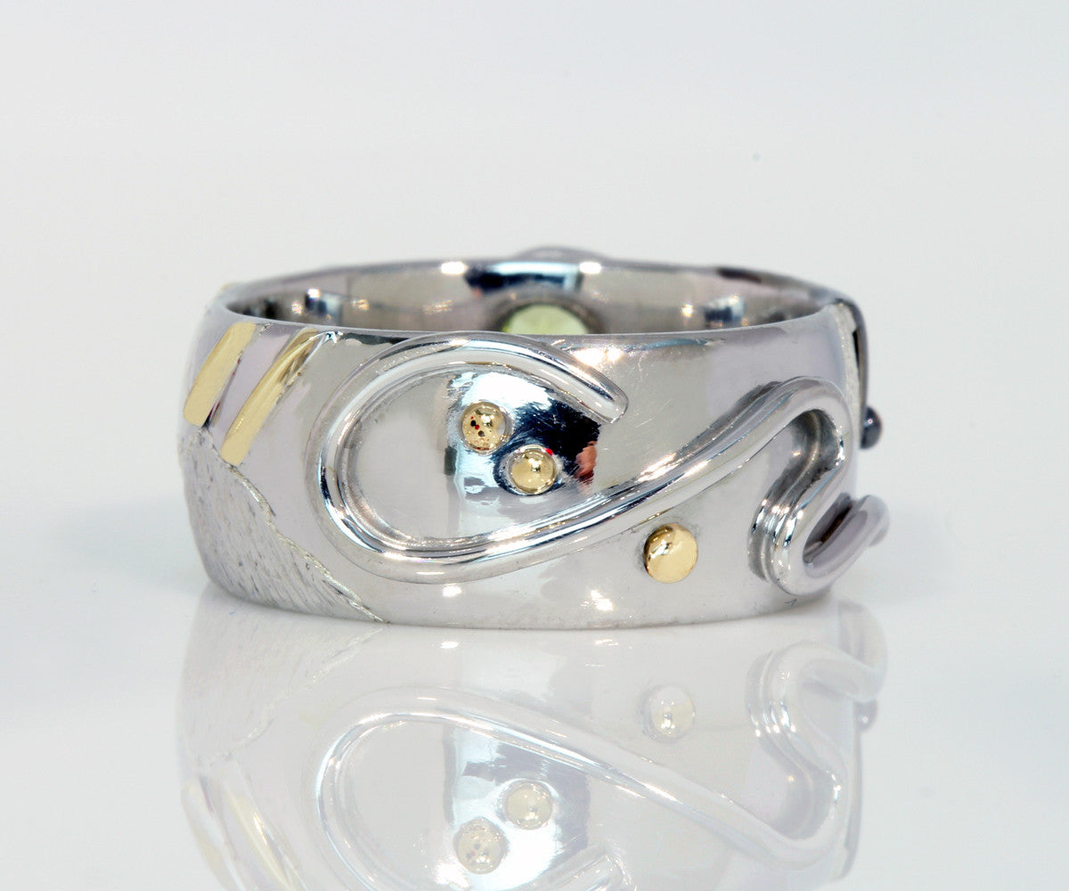 Artistic Peridot Wide Ring