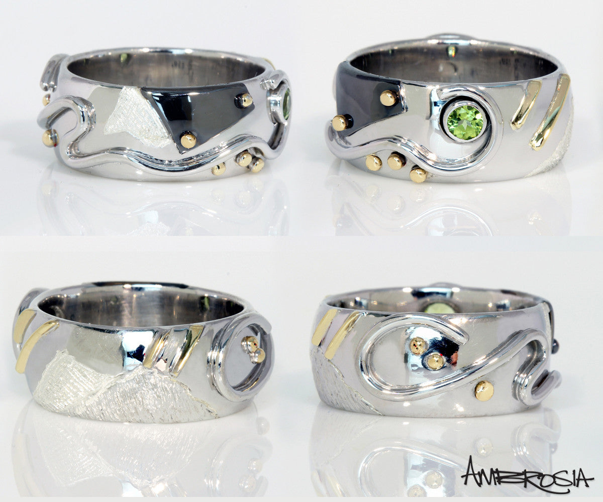 Artistic Peridot Wide Ring