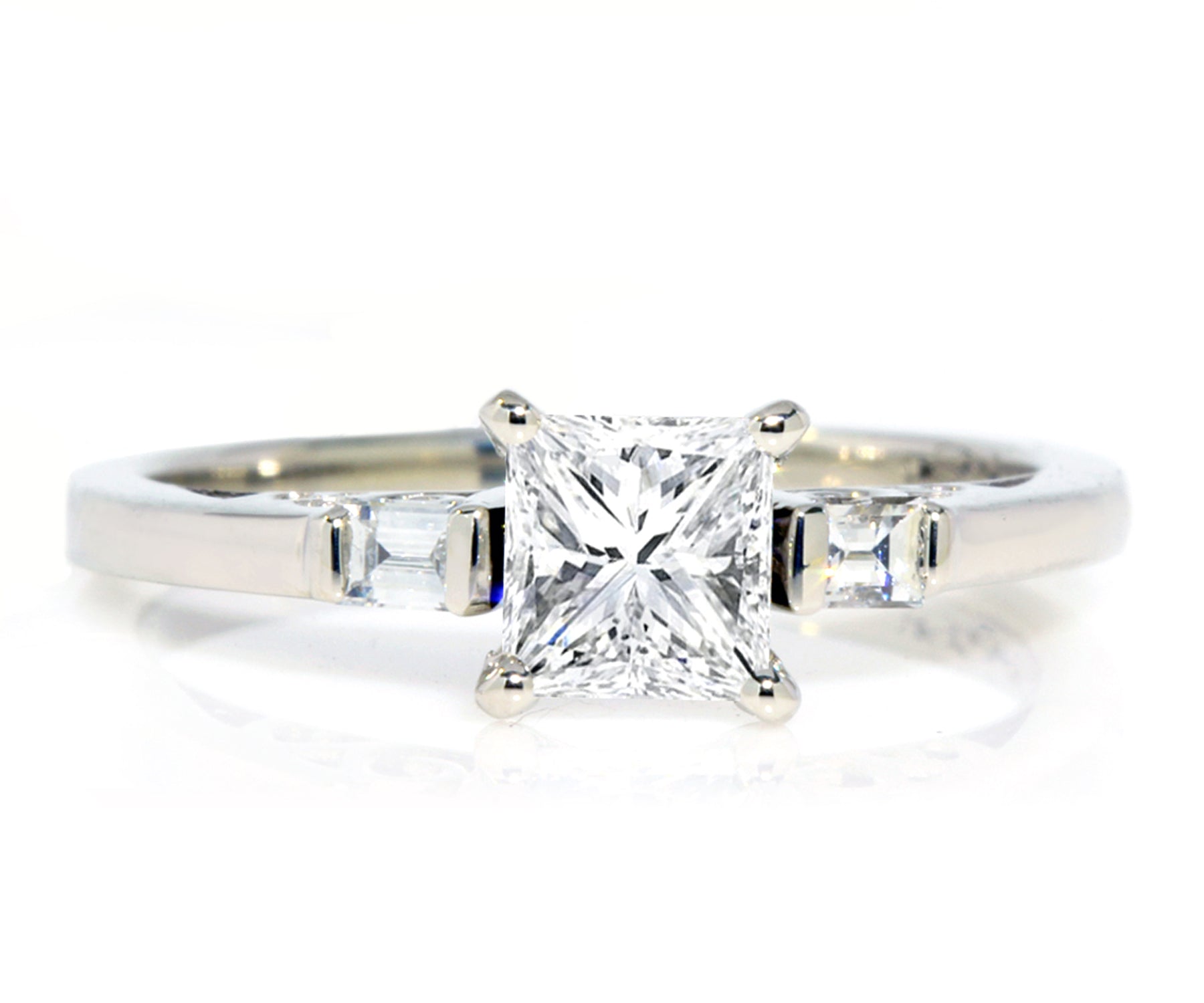 Princess and Baguette Diamond Engagement Ring