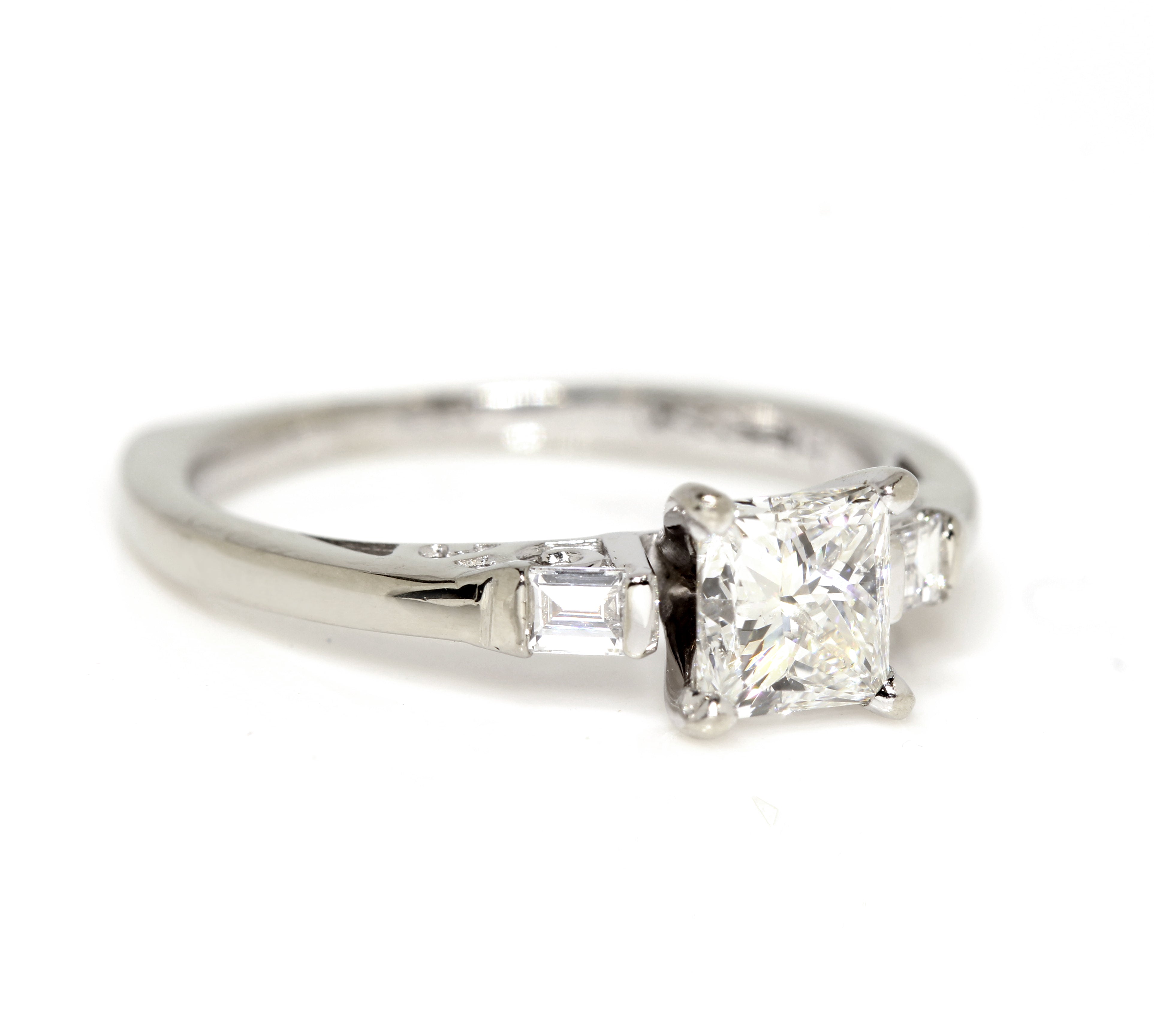 Princess and Baguette Diamond Engagement Ring