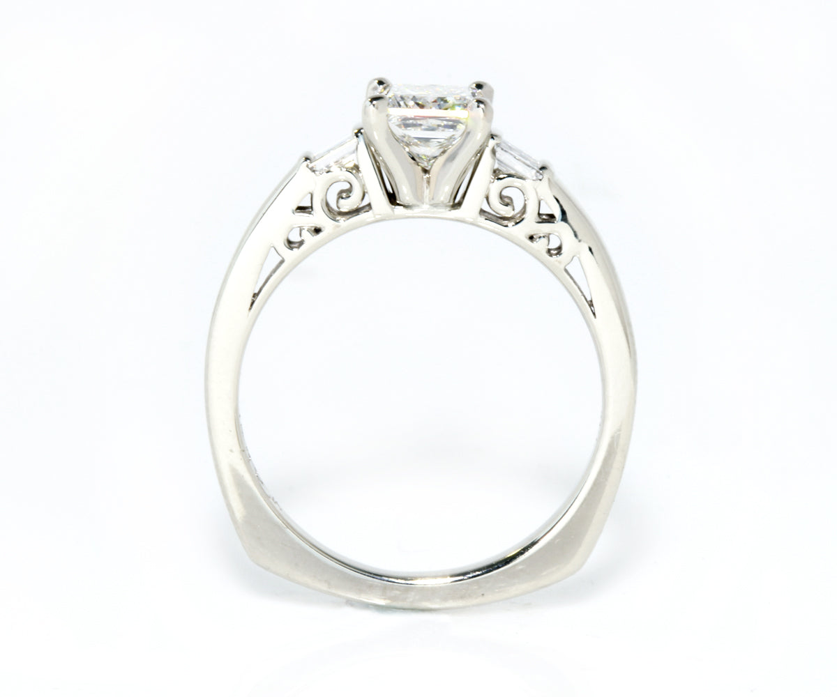 Princess and Baguette Diamond Engagement Ring