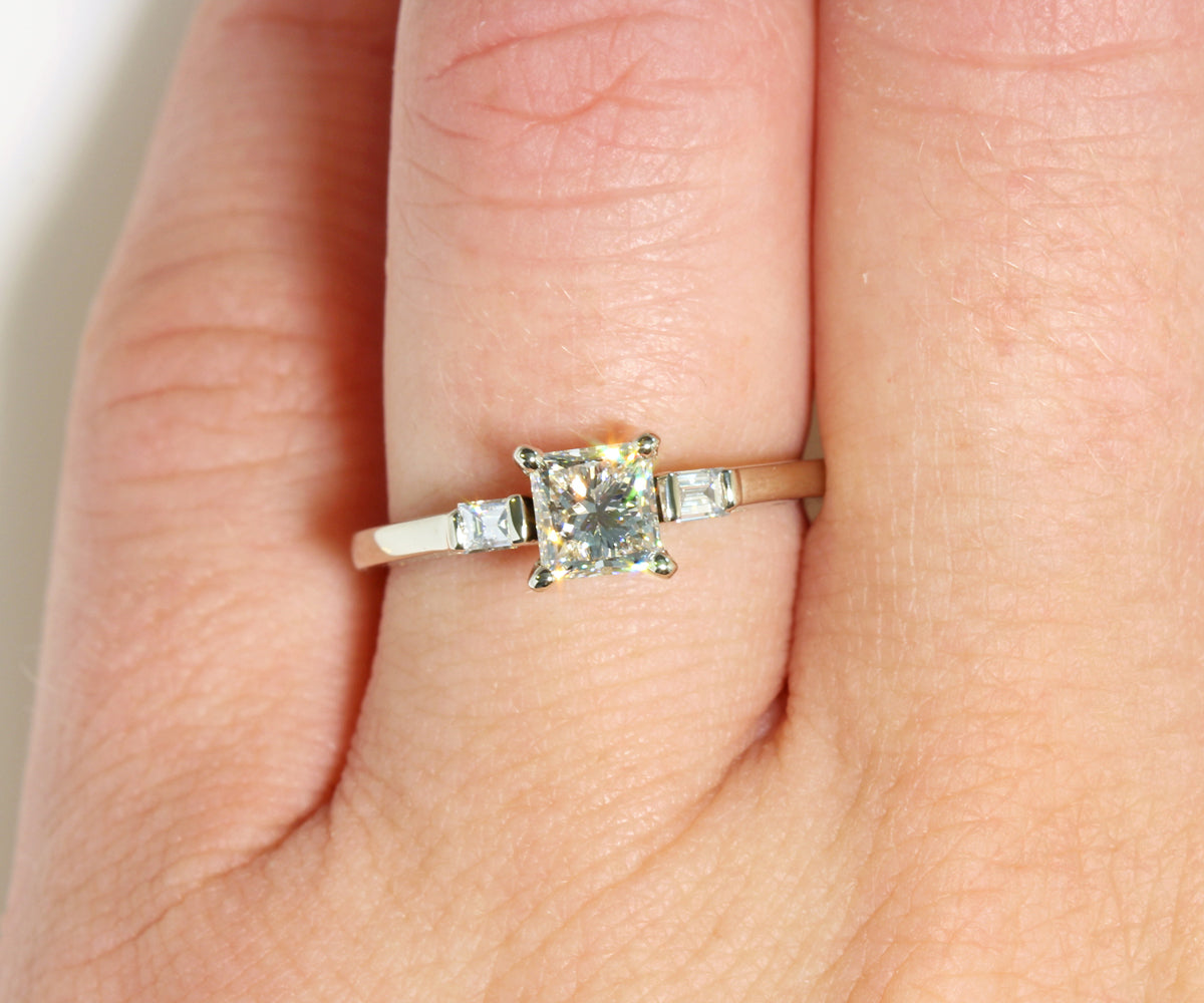 Princess and Baguette Diamond Engagement Ring