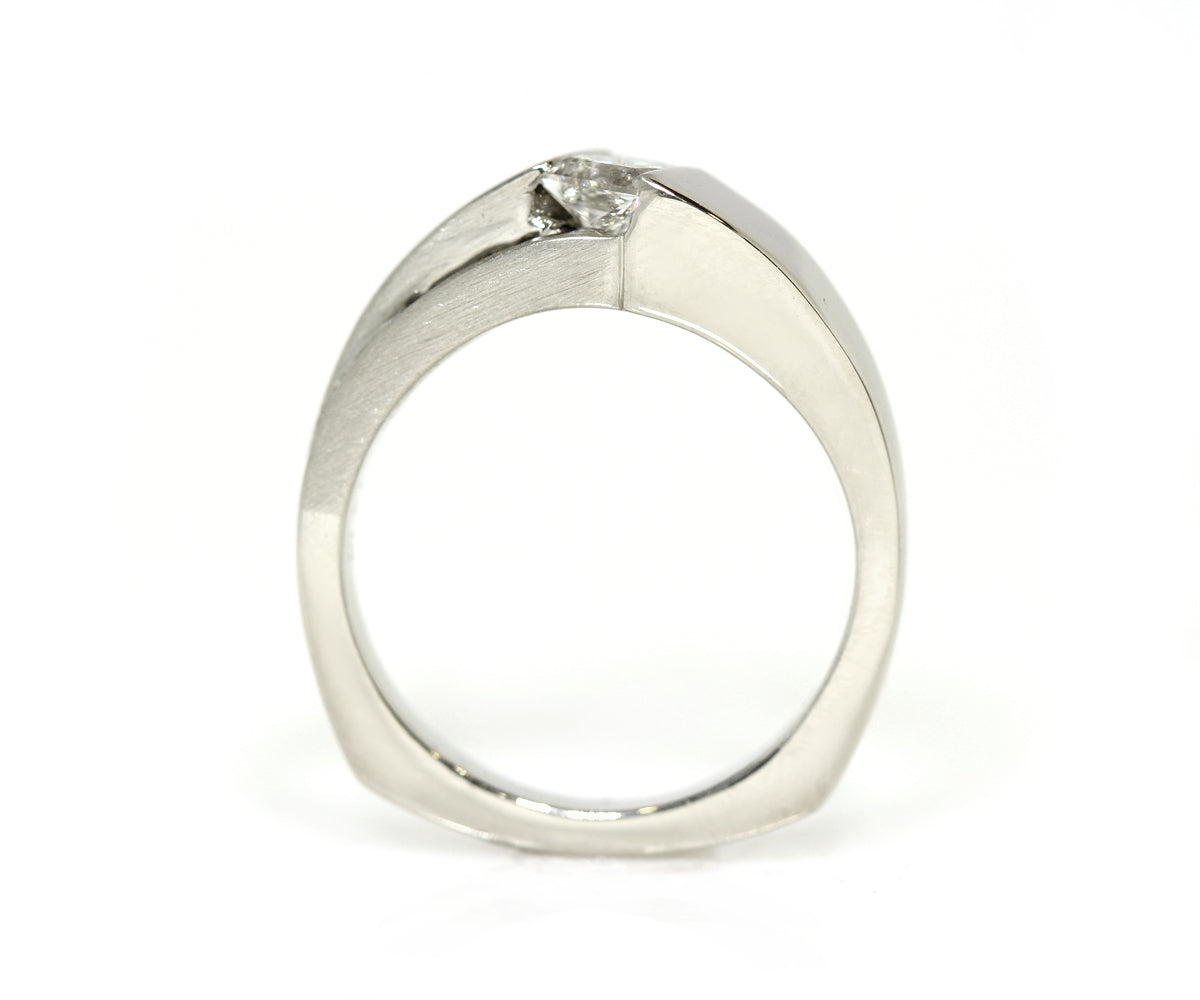 Modern Angled Princess Diamond Solitaire Engagement Ring