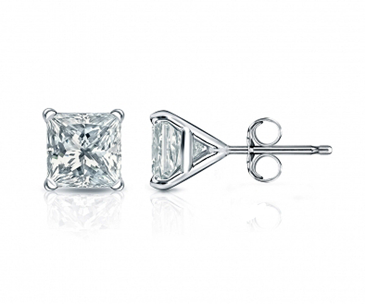 Square Princess Diamond Martini Stud Earrings