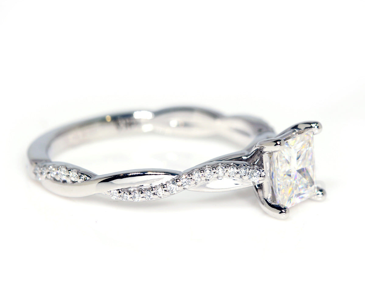 Princess Moissanite Diamond Twist Wedding Ring