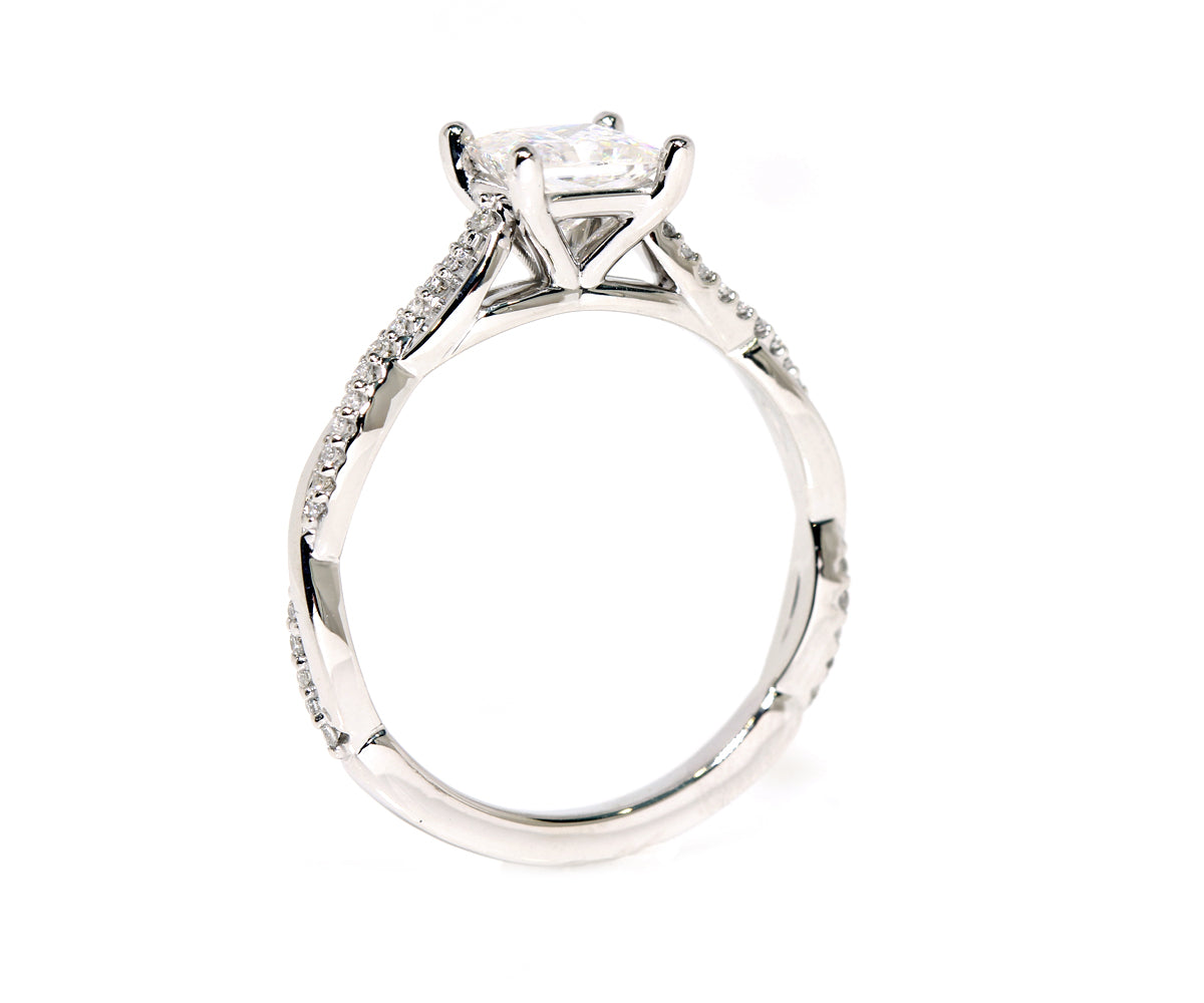 Princess Moissanite Diamond Twist Wedding Ring