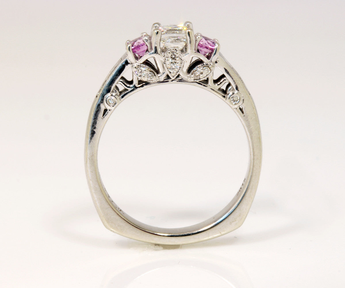Custom Pink Sapphire and Diamond Wedding Ring