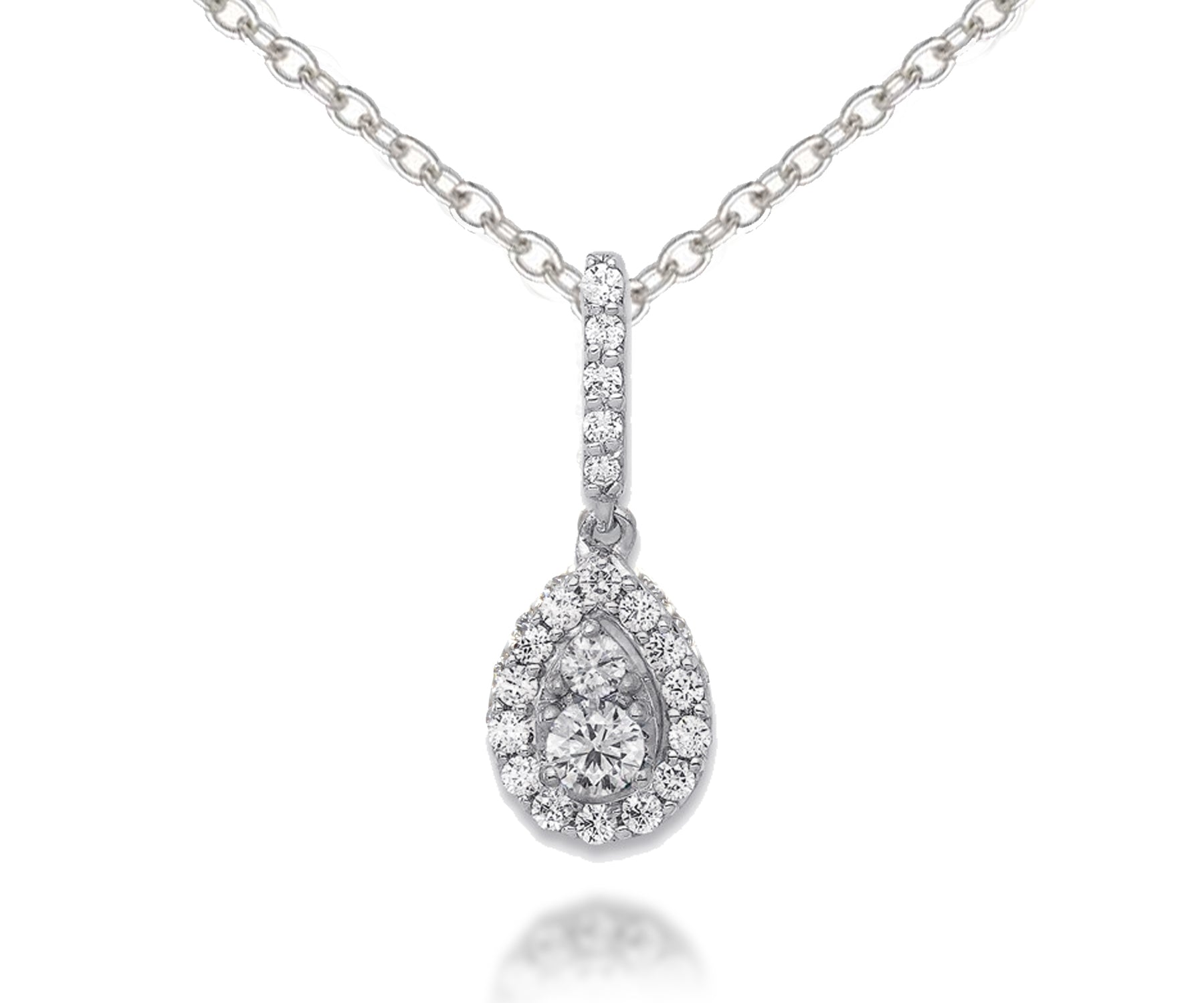 Colgante de diamantes con halo de pera elegante