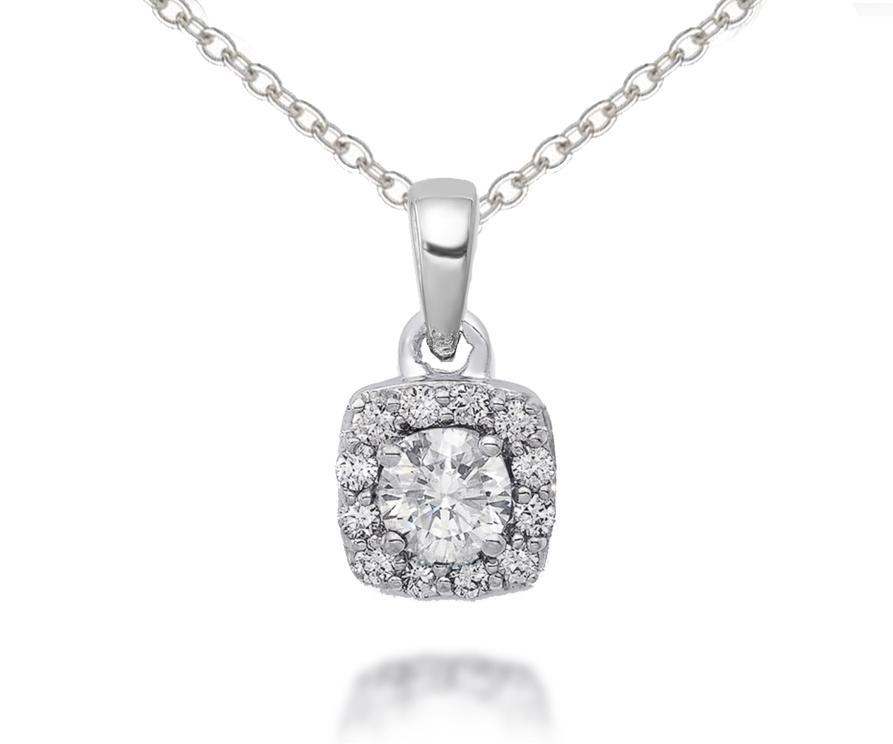 Fancy Cushion Halo Diamond Pendant