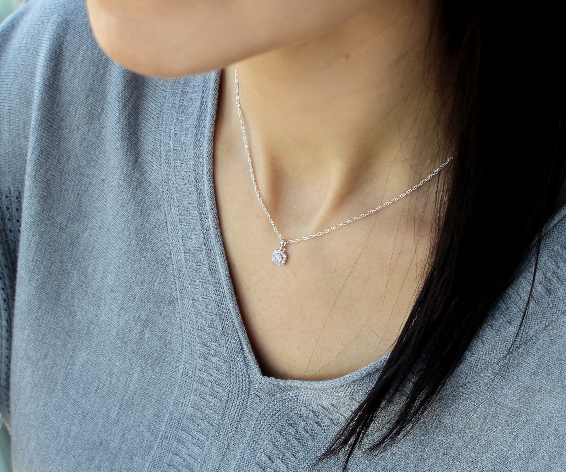 Fancy Cushion Halo Diamond Pendant