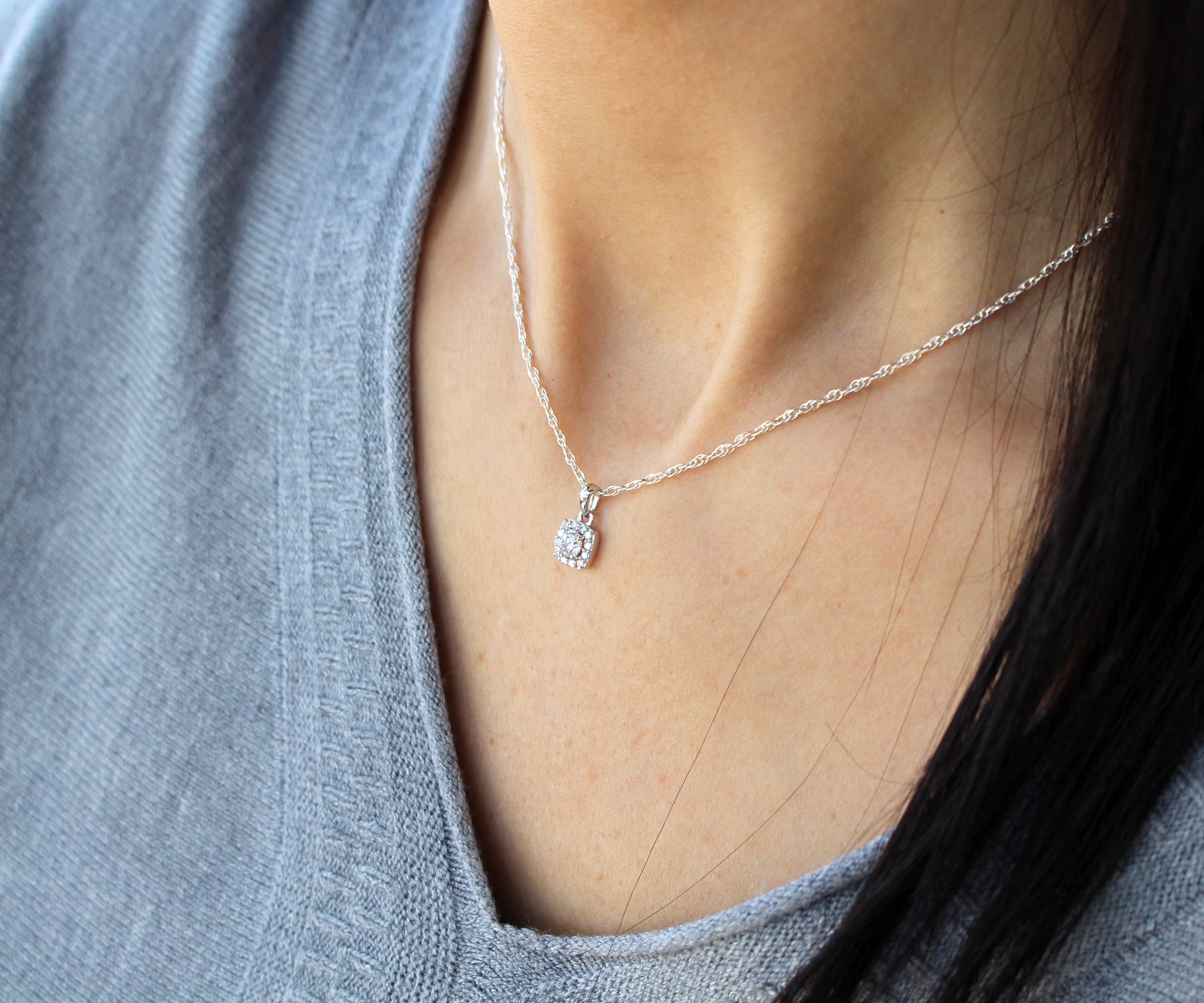 Fancy Cushion Halo Diamond Pendant