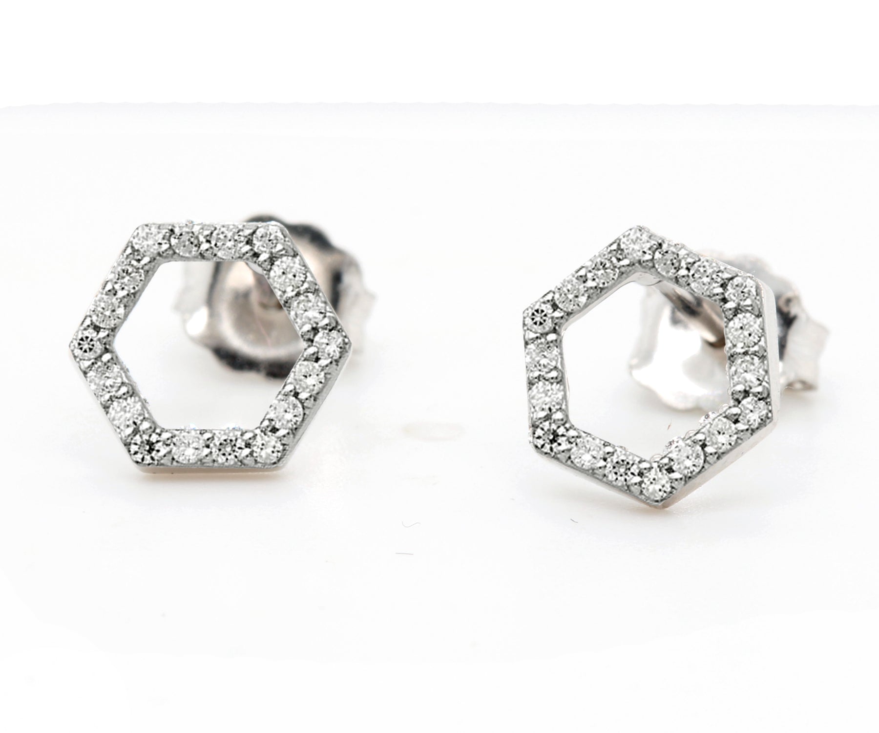 Diamond Hexagon Stud Earrings