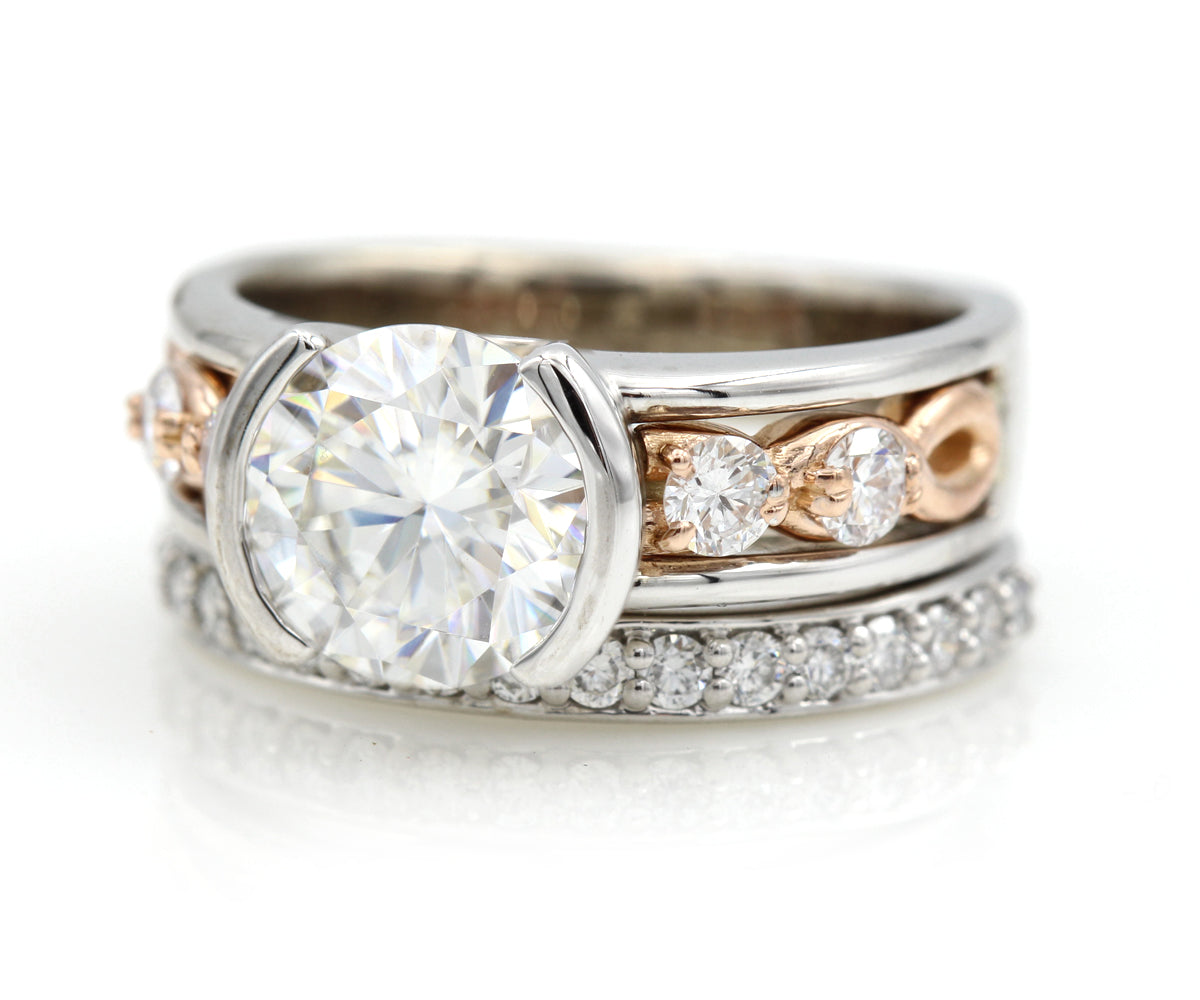 Half Bezel Rose Gold Infinity Diamond Wedding Ring