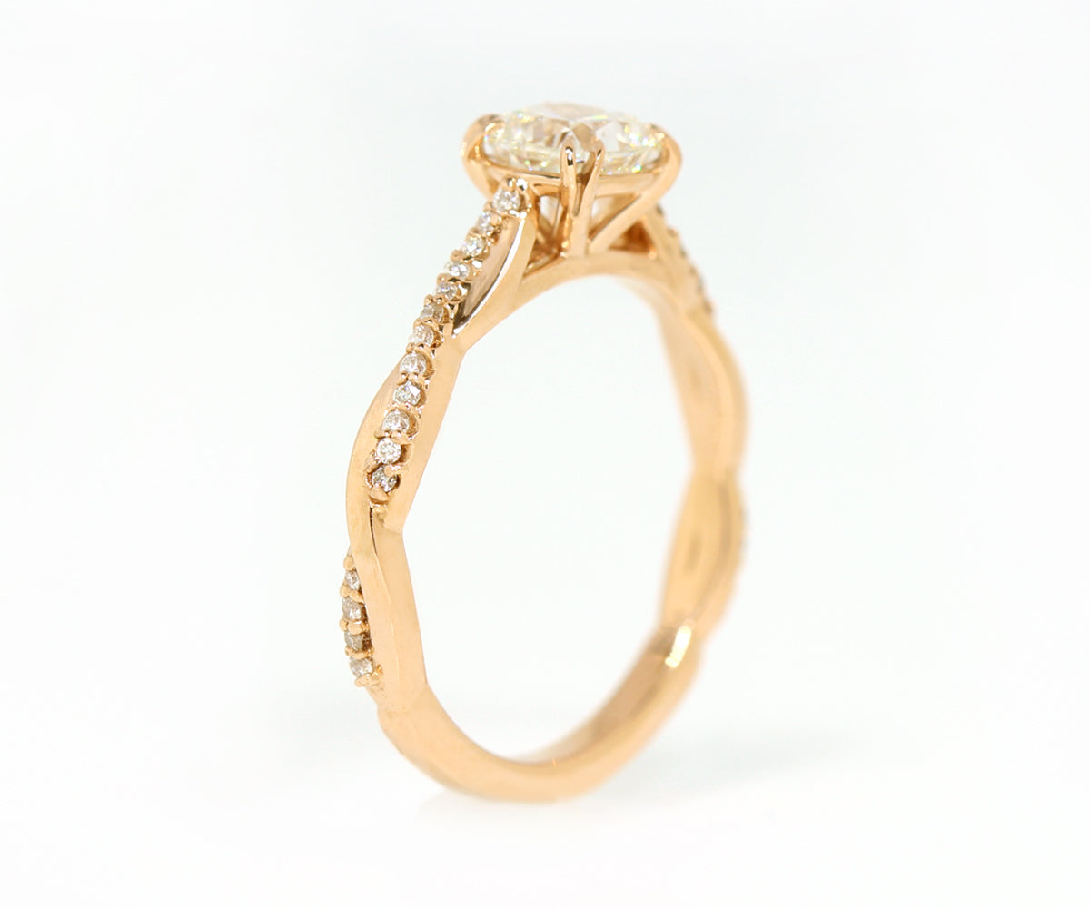 Cushion Diamond Twist Rose Gold Engagement Ring