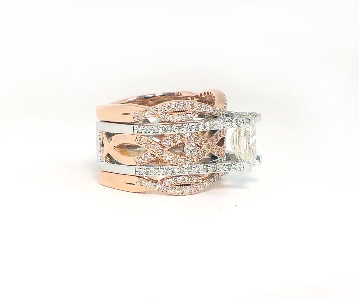 Pink and White Twist Diamond Wedding Ring