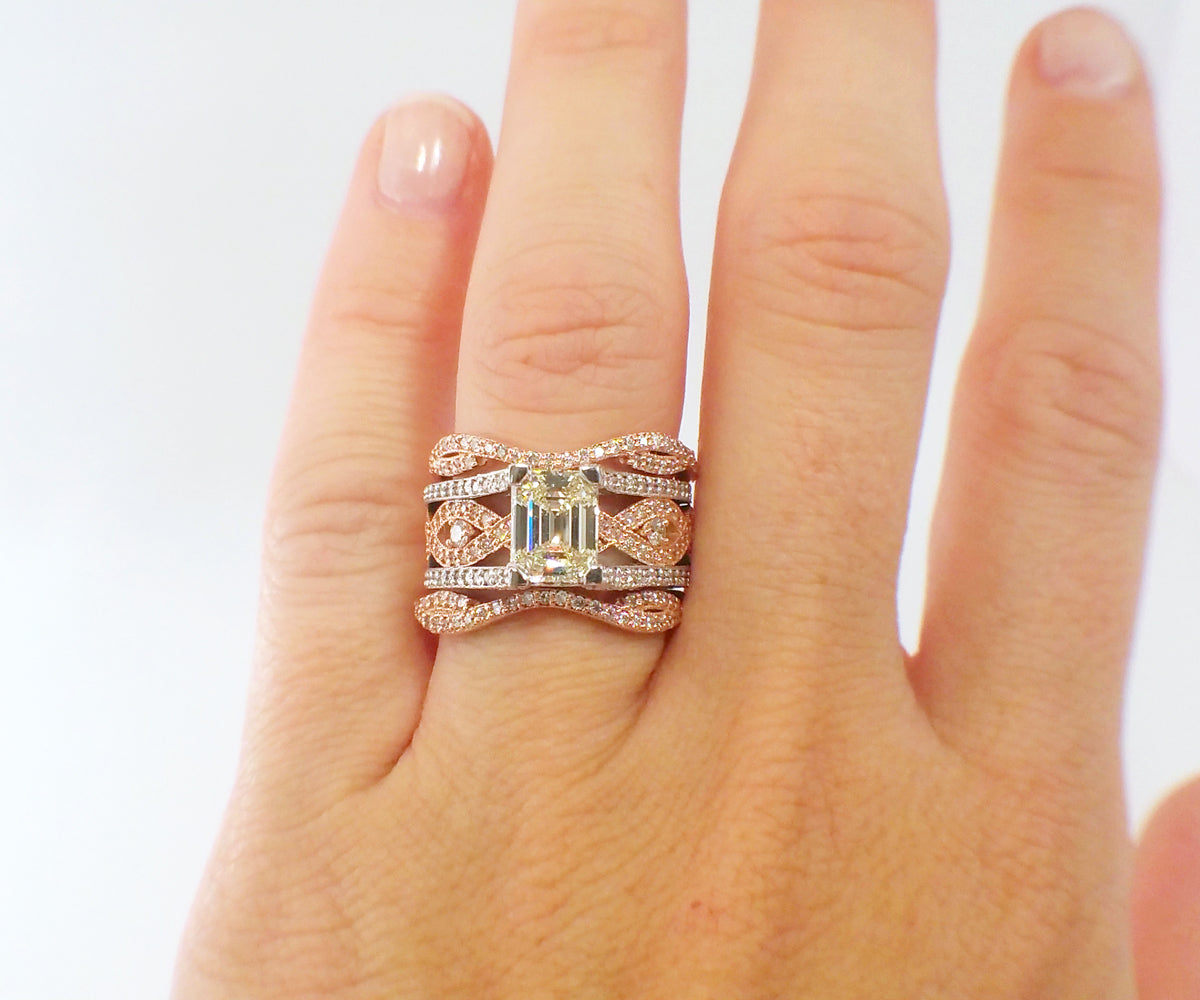 Pink and White Twist Diamond Wedding Ring