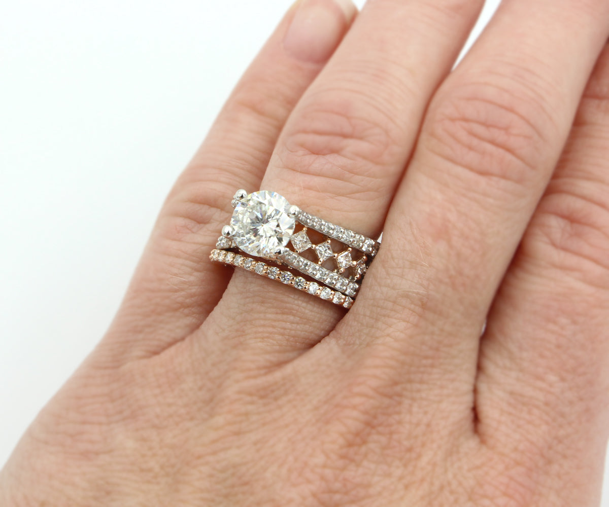 Cathedral Rose and White Gold Engagement Ring