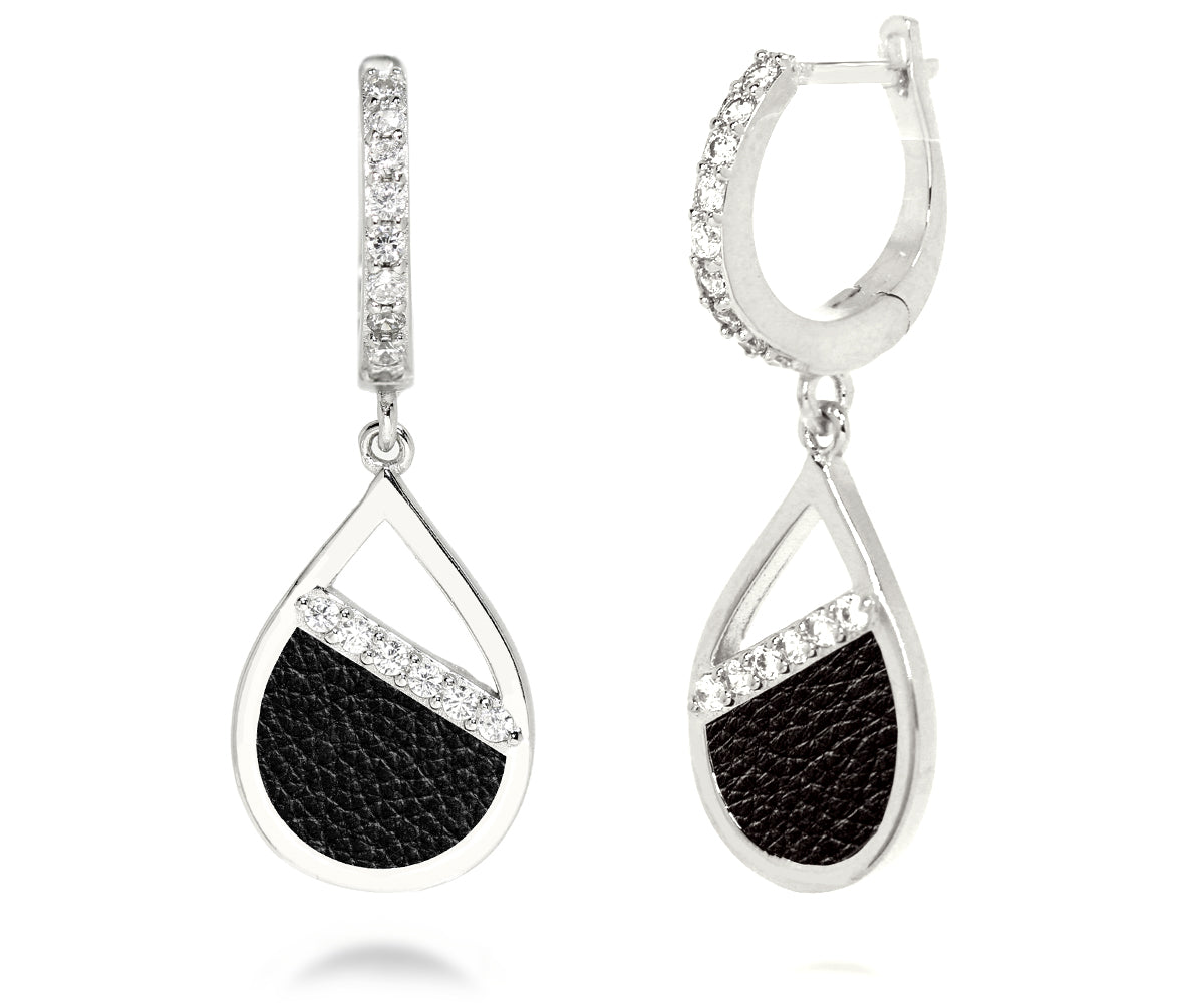 Teardrop Leather Inlay Earrings