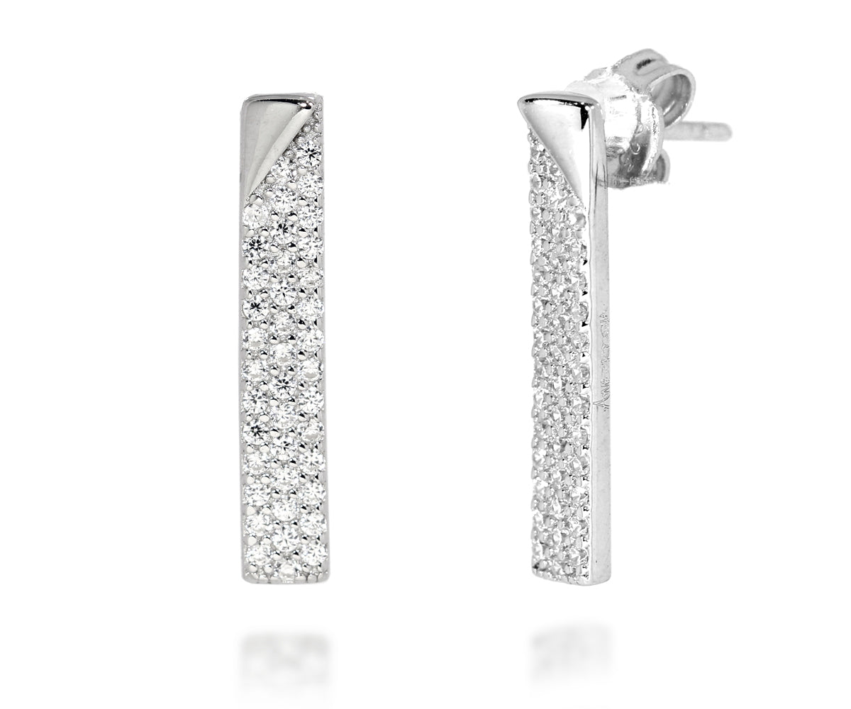Pendientes de barra fina con cristales pavé
